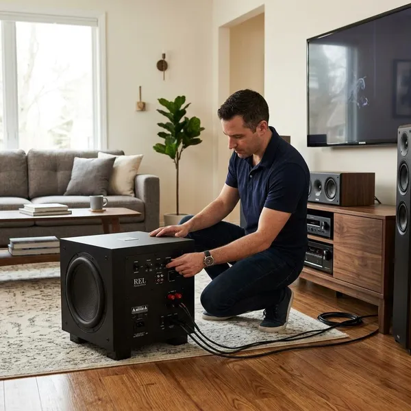 Actieve subwoofer aansluiten
