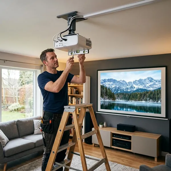 Beamer aan plafond hangen in stappen