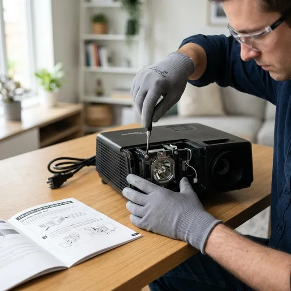 Beamerlamp zelf vervangen in stappen
