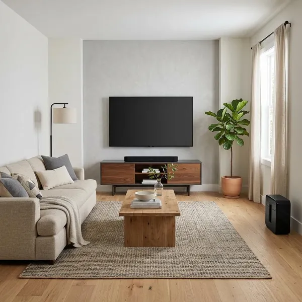 Subwoofer naast de tv of soundbar plaatsen